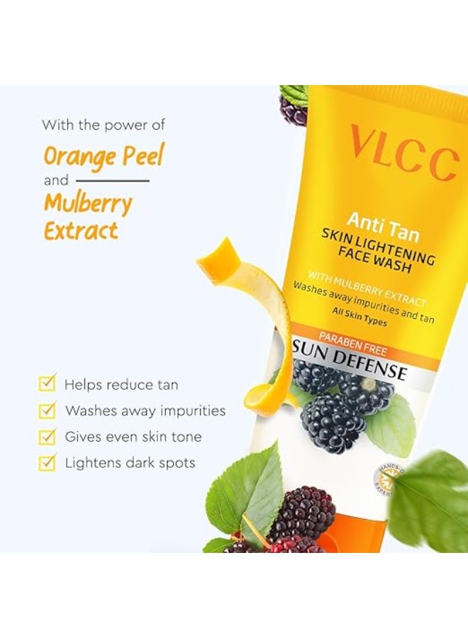 VLCC Anti-Tan Skin Lightening Face Wash – 150 ml x 2 (300 ml) | With Mulberry & Orange Peel Extract | Brightening Sunscreen with Broad Spectrum Protection | Removes sun damage, spots and dullness - Image 3